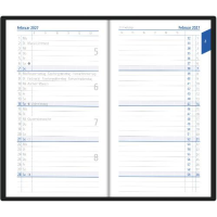 Kalender 2027 Taschenplaner 1 Monat / 2 Seiten schwarz Reg - 9,5x16 Drahtheftung Zettler