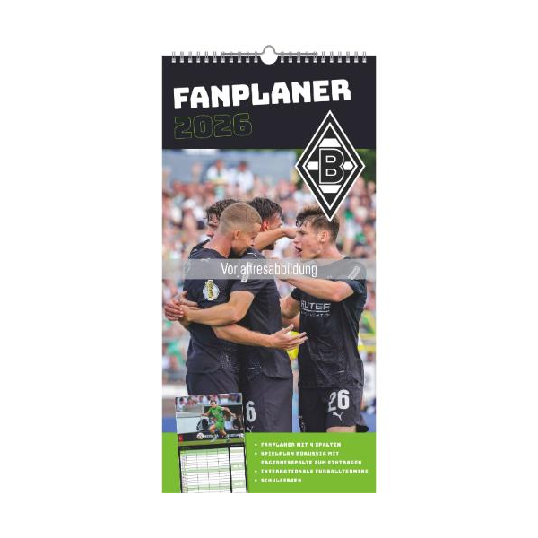 Kalender 2027 Bildwandkalender Familienplaner Borussia Mönchengladbach - 22x45 Drahtkammbindung Alpha Edition