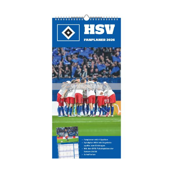 Kalender 2027 Bildwandkalender Familienplaner Hamburger SV - 22x45 Drahtkammbindung Alpha Edition