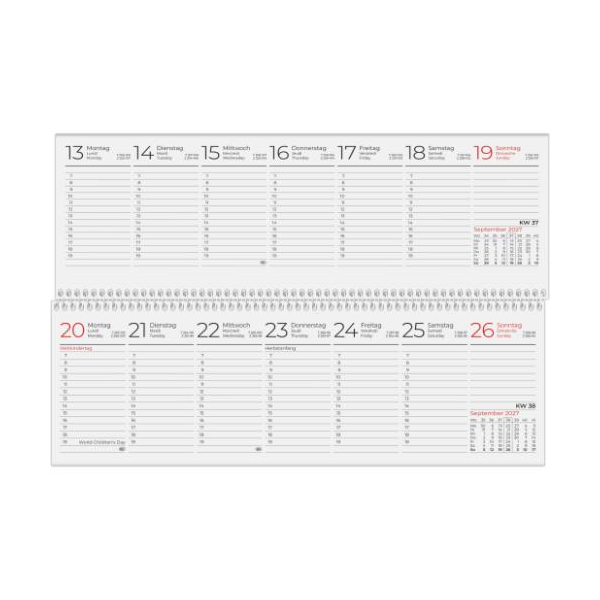 Kalender 2027 Tischquerkalender Classic black - 29,7x10,5 Zettler