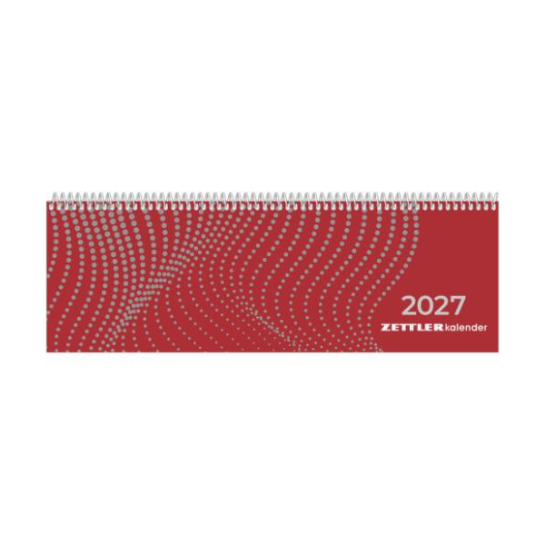 Kalender 2027 Tischquerkalender Classic red - 29,7x10,5 Zettler