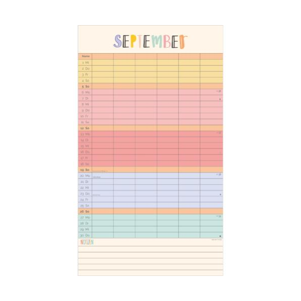 Kalender 2027 Familienplaner Unser buntes Jahr 6 Spalten - 26x45 Alpha Edition