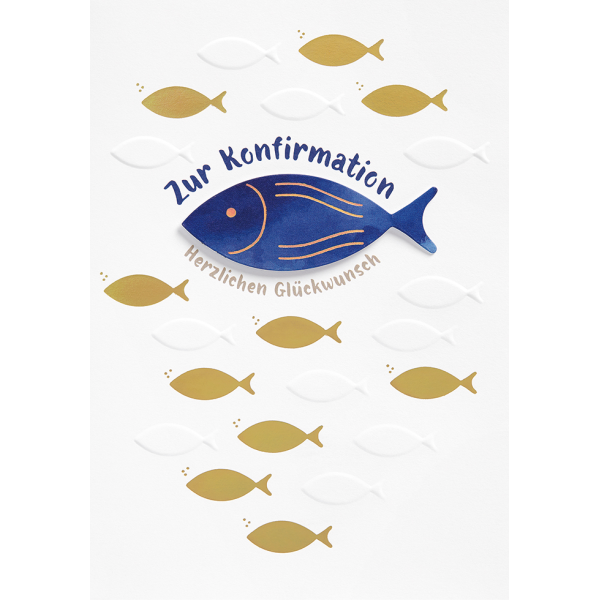 Konfirmation Glückwunschkarte mit Umschlag Fische Zur Konfirmation Herzlichen Glückwunsch mit Prägung