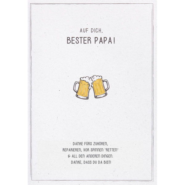 Vatertag unverpackte Grußkarte mit Umschlag Auf Dich, Bester Papa Biergläser