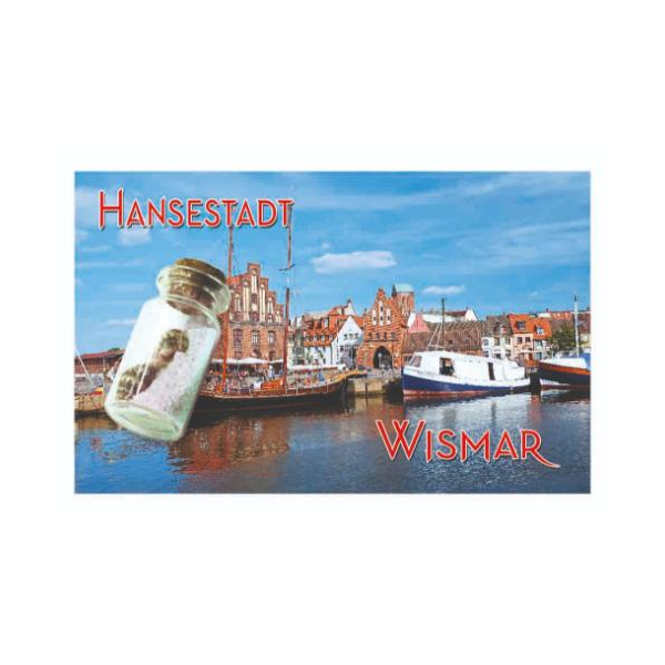 Wismar Magnet mit kleiner Flasche Mecklenburg Kühlschrankmagnet