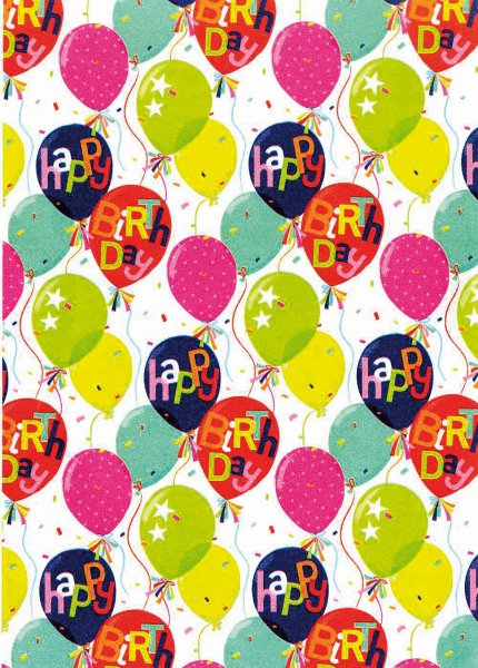 Geschenkpapier - Röllchen - 70x150 cm - HappyBirthday Luftballons