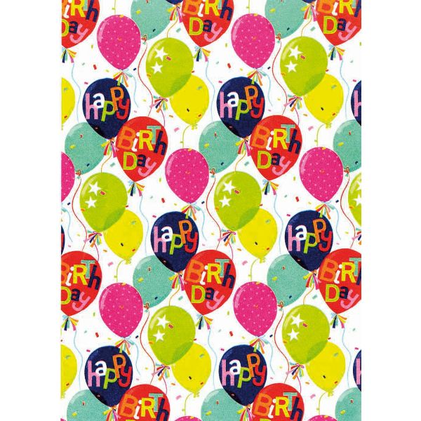 Geschenkpapier - Röllchen - 70x150 cm - HappyBirthday Luftballons
