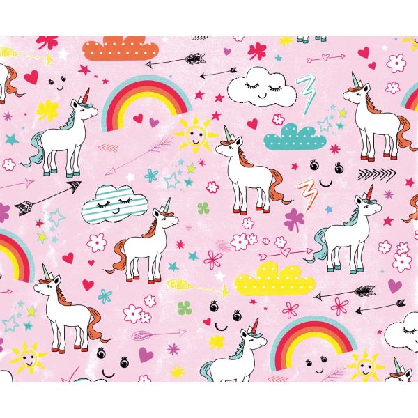 Geschenkpapier Röllchen 70x150 cm Einhorn rosa Kindergeschenkpapier