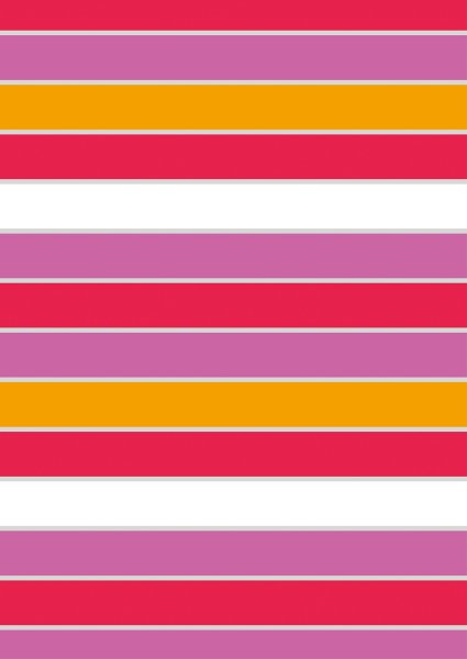 A - Geschenkpapierrolle - Premium - 200 x 70 cm - Dekor: dicke Streifen pink, orange, rot und weiss