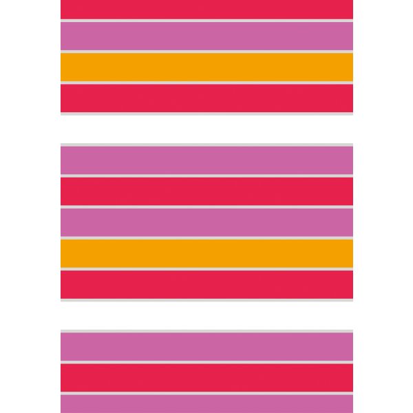 A - Geschenkpapierrolle - Premium - 200 x 70 cm - Dekor: dicke Streifen pink, orange, rot und weiss