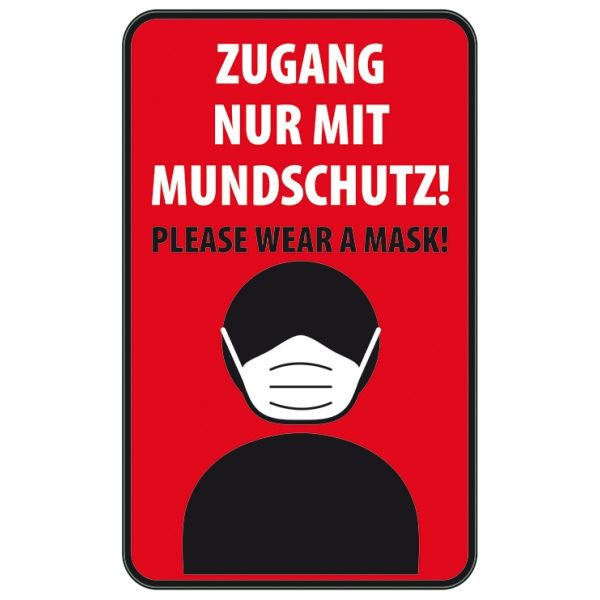 Sticker Aufkleber Zugang nur mit Mundschutz für Innen- und Aussenbereich 2 Bögen in der Packung