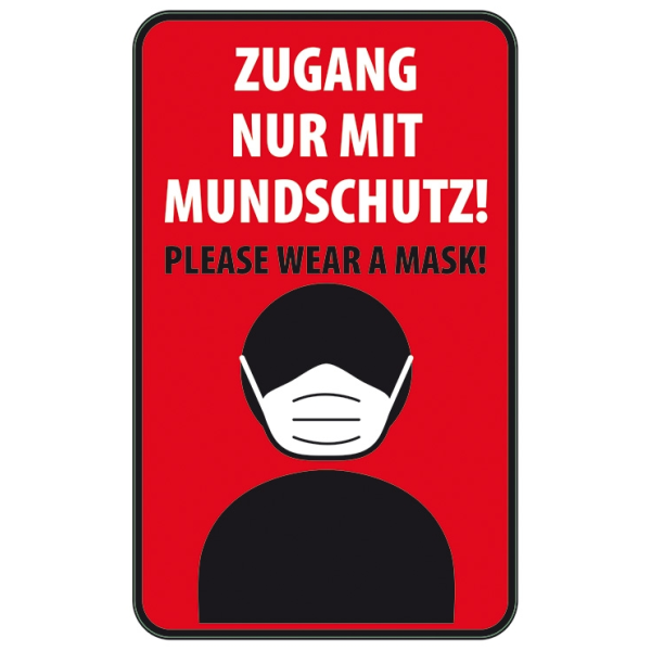 Sticker Aufkleber Zugang nur mit Mundschutz für Innen- und Aussenbereich 2 Bögen in der Packung