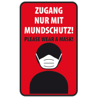 Sticker Aufkleber Zugang nur mit Mundschutz für...