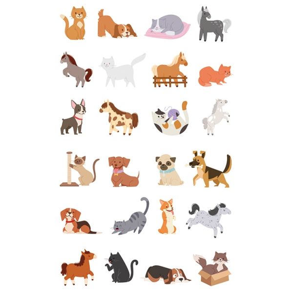 Sticker Aufleber Hunde Katzen Pferde 3 Bögen in der Packung