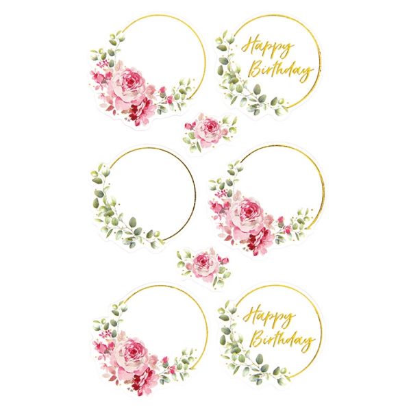 Sticker Aufleber Happy Birthday Blumenkranz 1 Bogen in der Packung