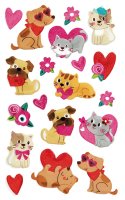 Creative-Sticker Hunde mit Herzen