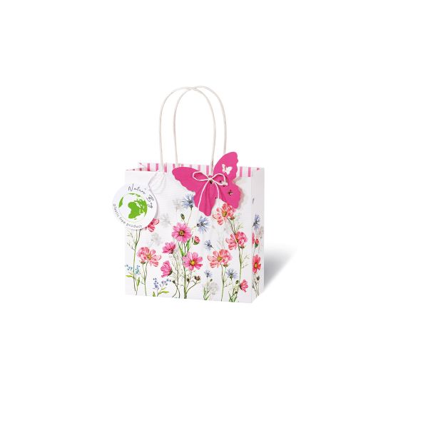 Tasche klein - CD-Format 14,5x15x6 cm -  rosa Wildblumen - Dreams