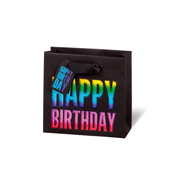 Tasche Tüte klein CD-Format 14,5x15x6 cm Rainbow Happy Birthday