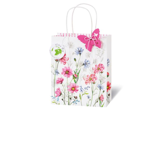 Tasche medium - Buch Format - 23x19x9 cm - Dreams - Wildblumen in rosa und blau