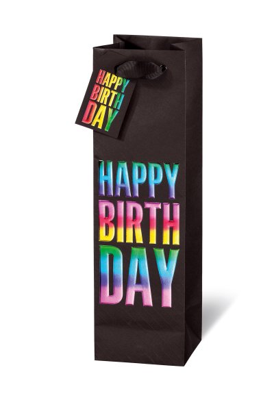 Tasche - Flaschen Format - 36x10,5x10 cm - Rainbow - Happy Birthday