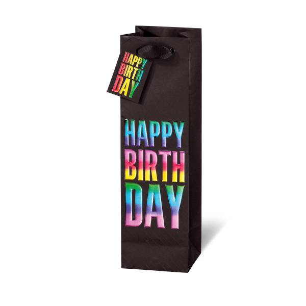 Tasche - Flaschen Format - 36x10,5x10 cm - Rainbow - Happy Birthday