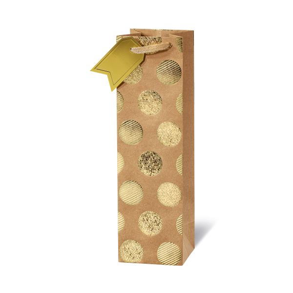 Tasche - Flaschen Format - 36x10,5x10 cm - Golden Dots - goldene Punkte